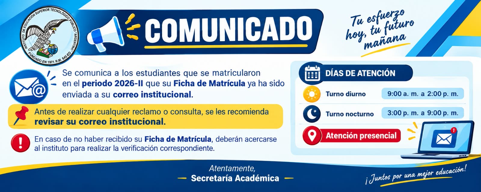 COMUNICADO SECRETARIA ACADÉMICA