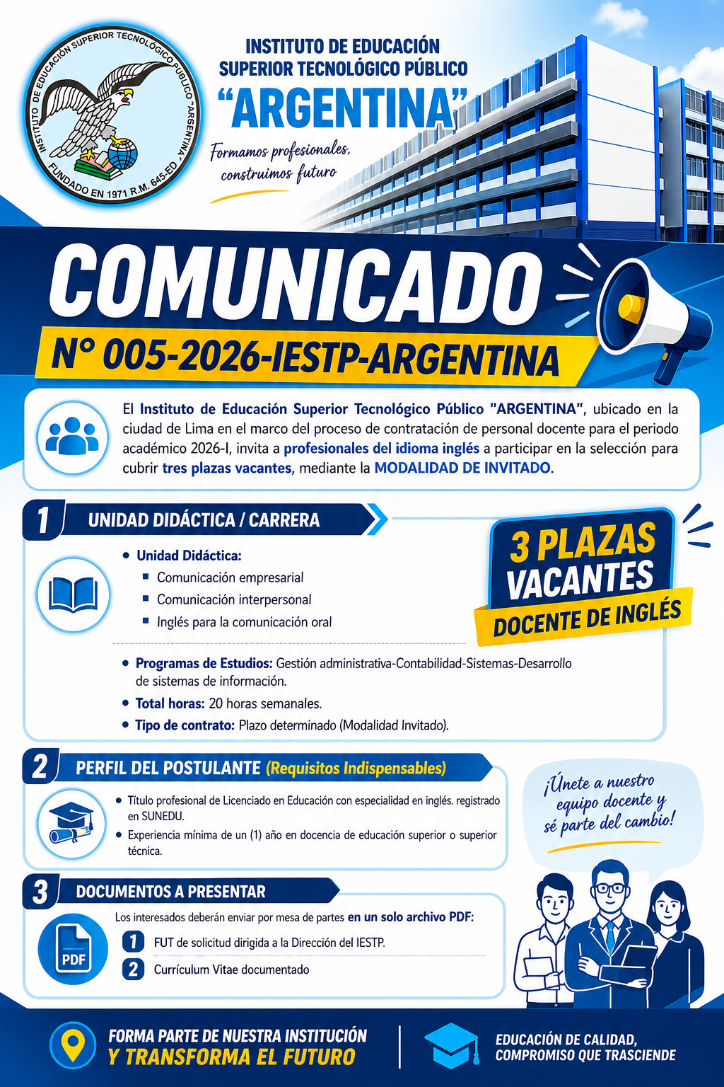 SOLICITA PROFESIONALES  IDIOMA INGLÉS