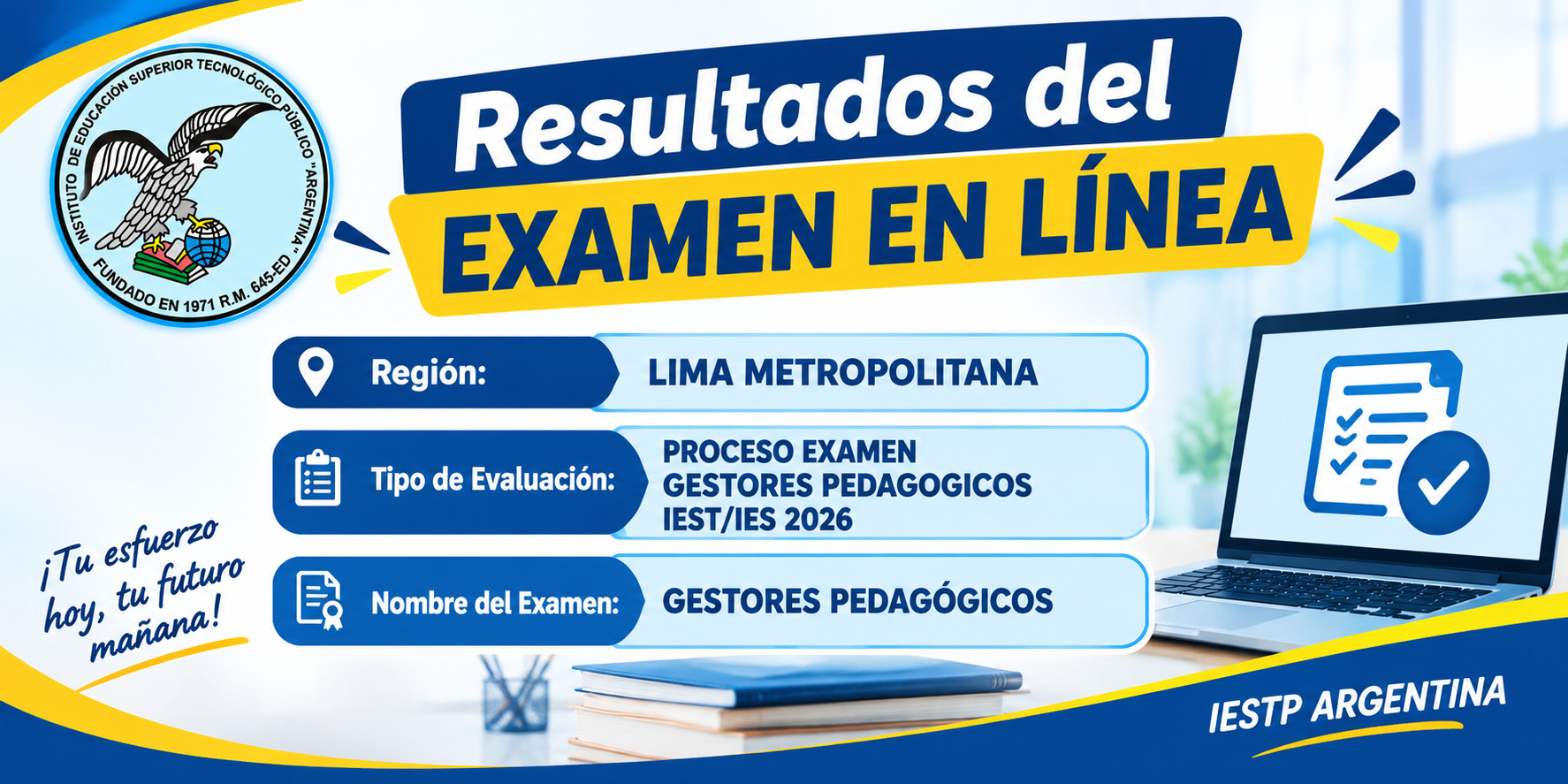 Resultados del examen en línea